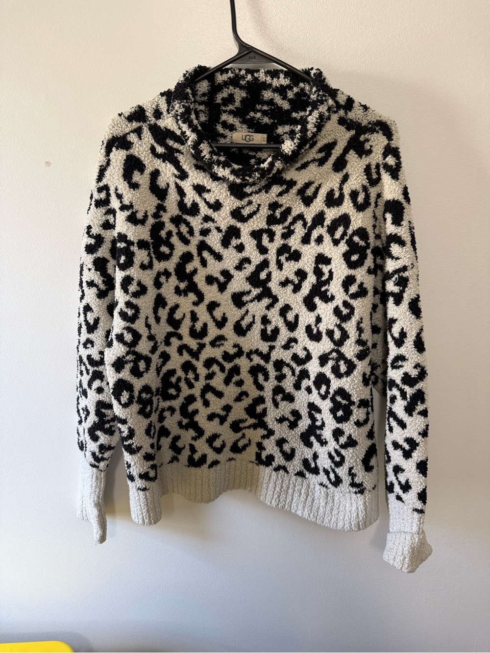 UGG Cream & Black Leopard Plush Turtleneck Sweater